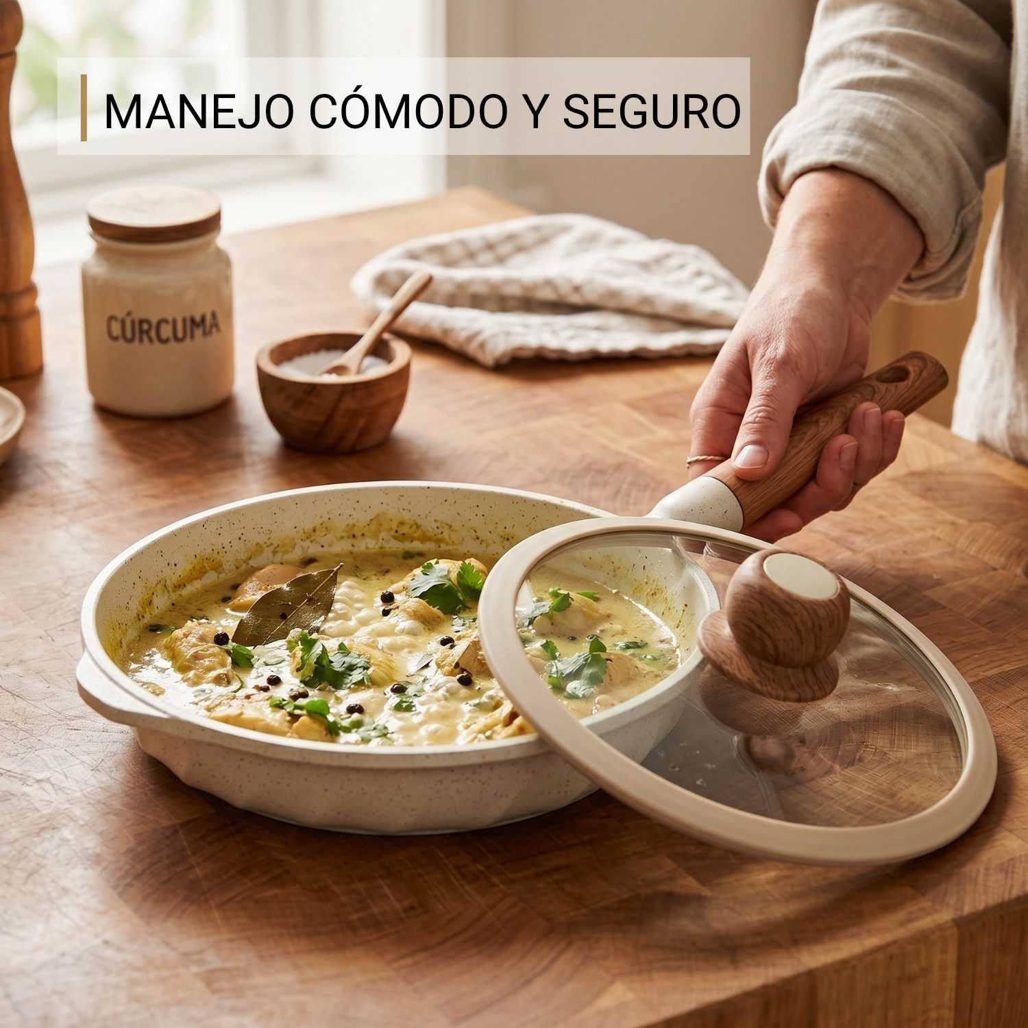 Sartén AlemanGrunf 22cm con Revestimiento Marmolado Crema - Imagen 4