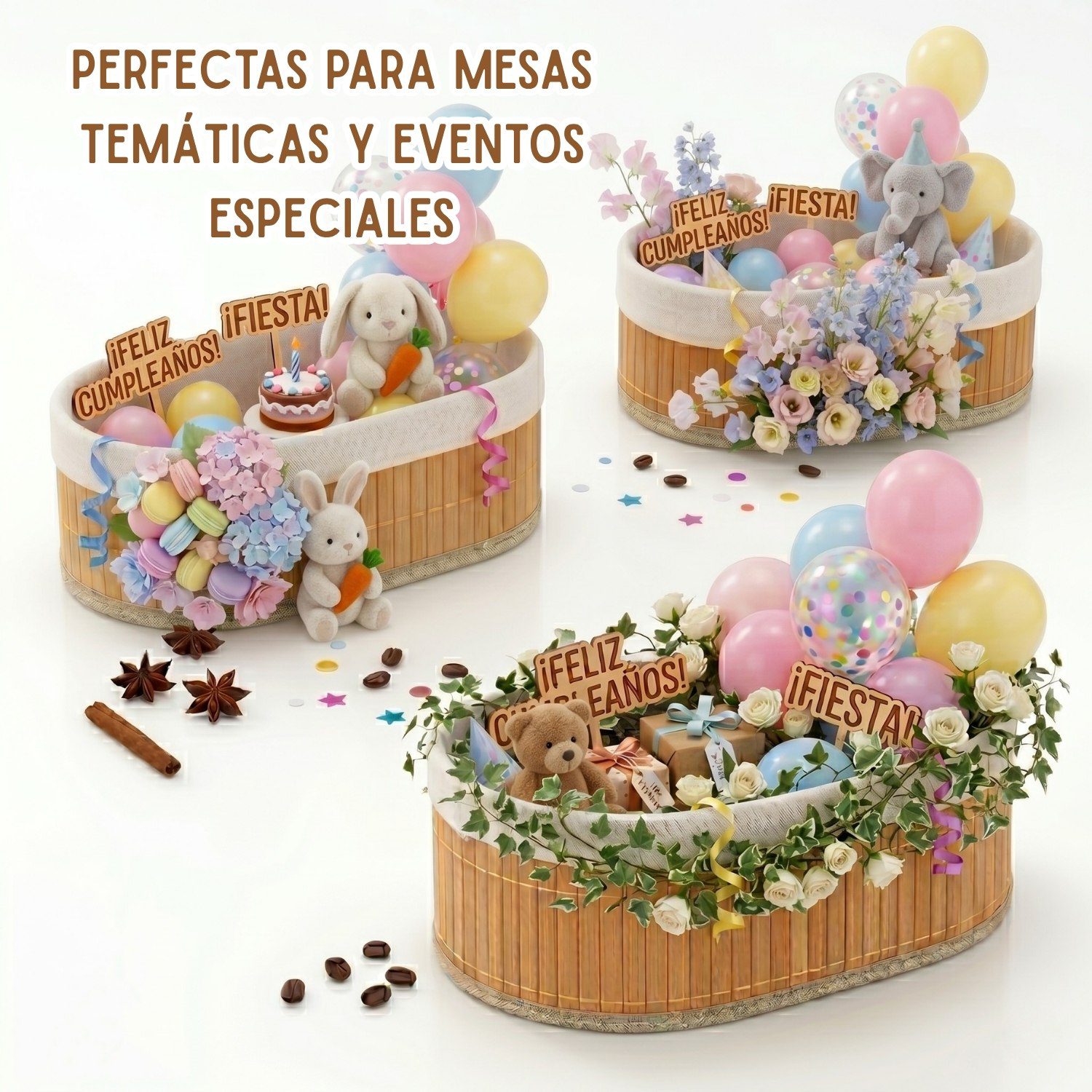Canastas Organizadoras Decorativas Set 3 Con Interior De Tela Ovalada - Imagen 6