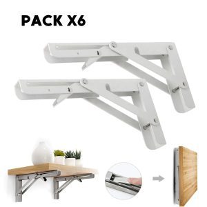 Repisa, Soporte, Ángulo Plegable Push 30cm Pack X6