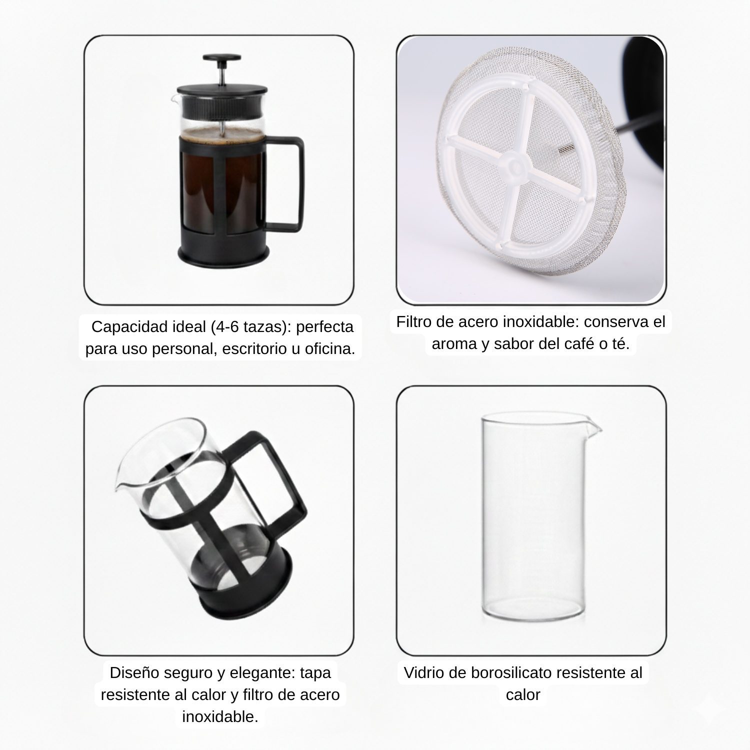 Cafetera Prensa Francesa 600ml Para Café Intenso Y Auténtico - Imagen 3
