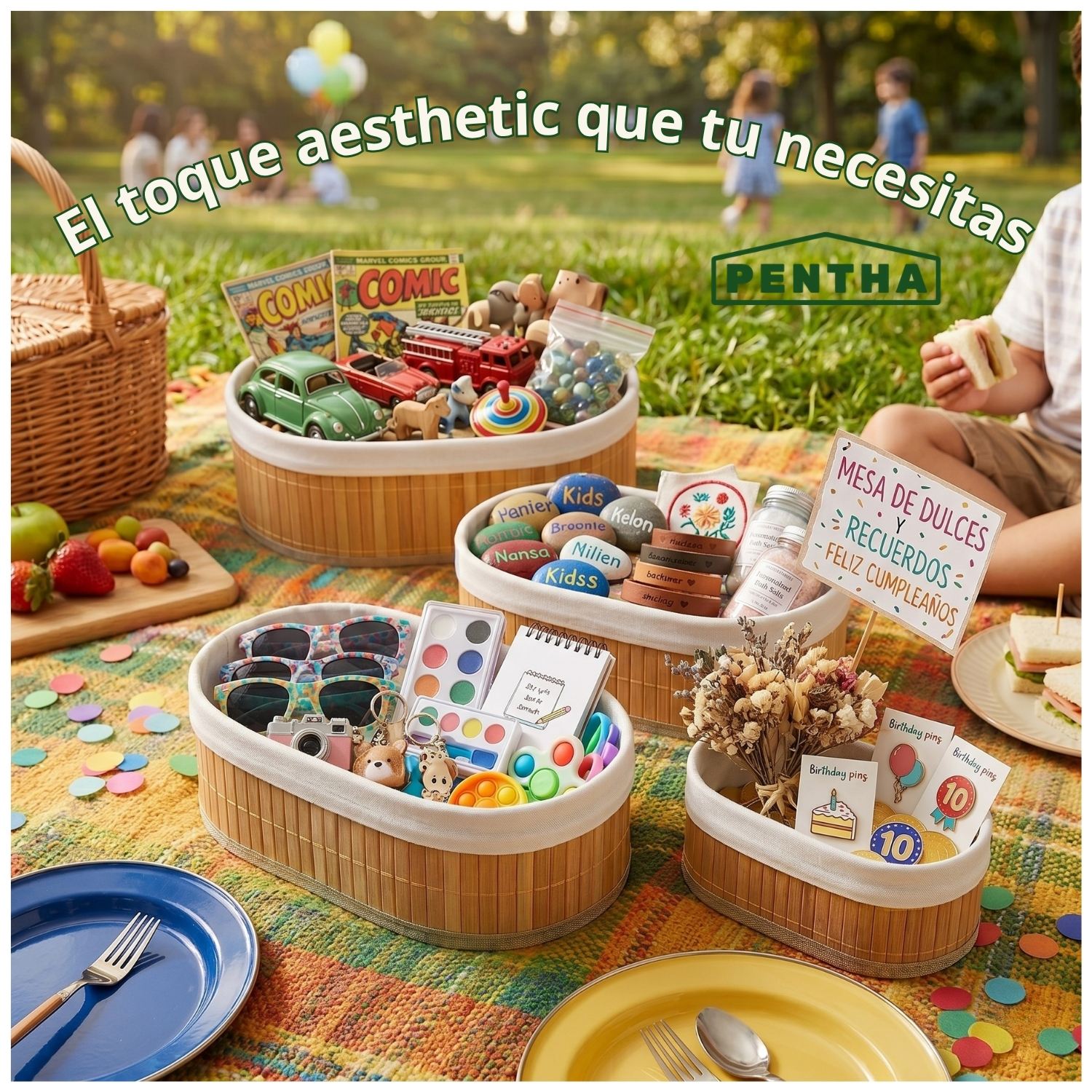 Canastas Organizadoras Decorativas Set 3 Con Interior De Tela Ovalada - Imagen 5