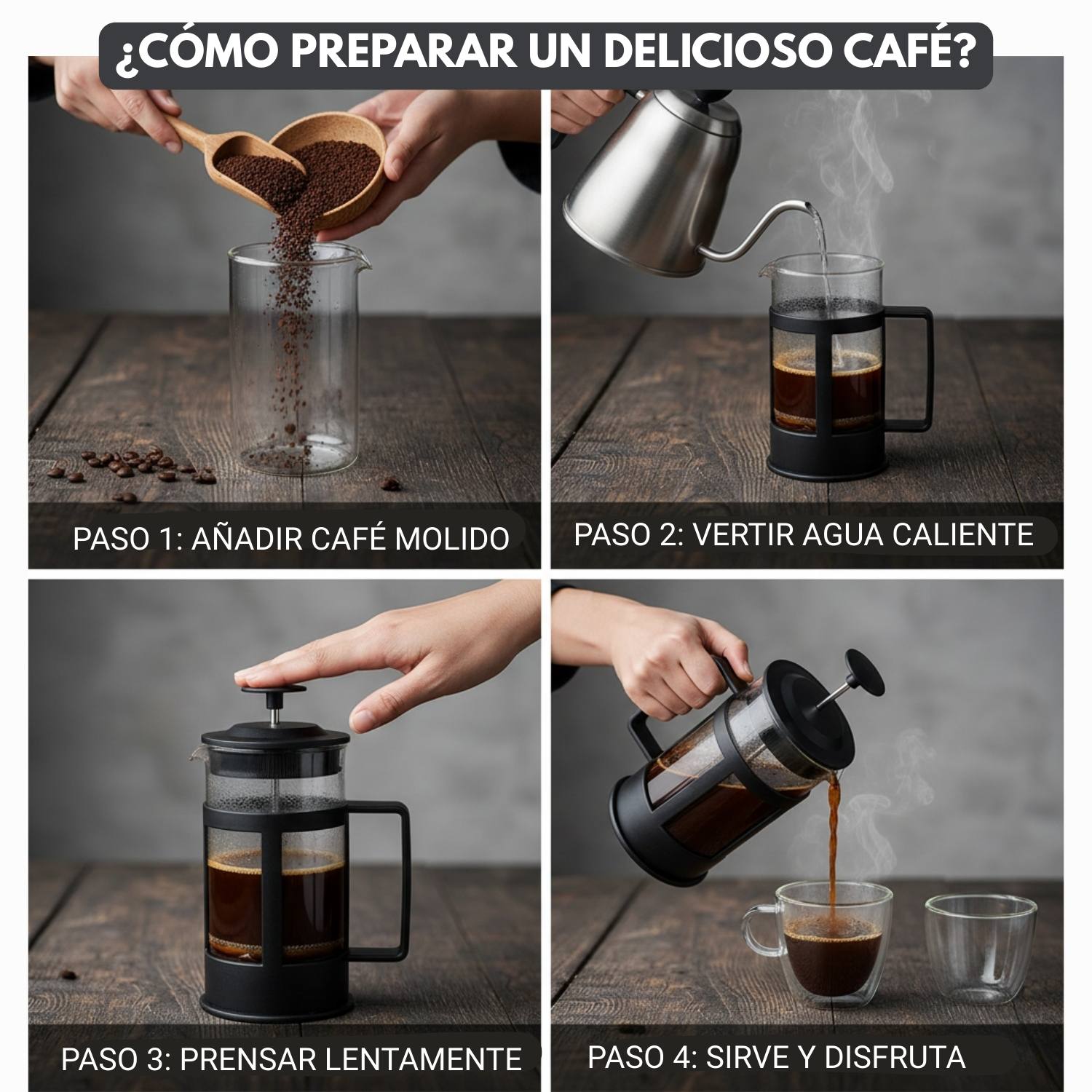 Cafetera Prensa Francesa 600ml Para Café Intenso Y Auténtico - Imagen 7