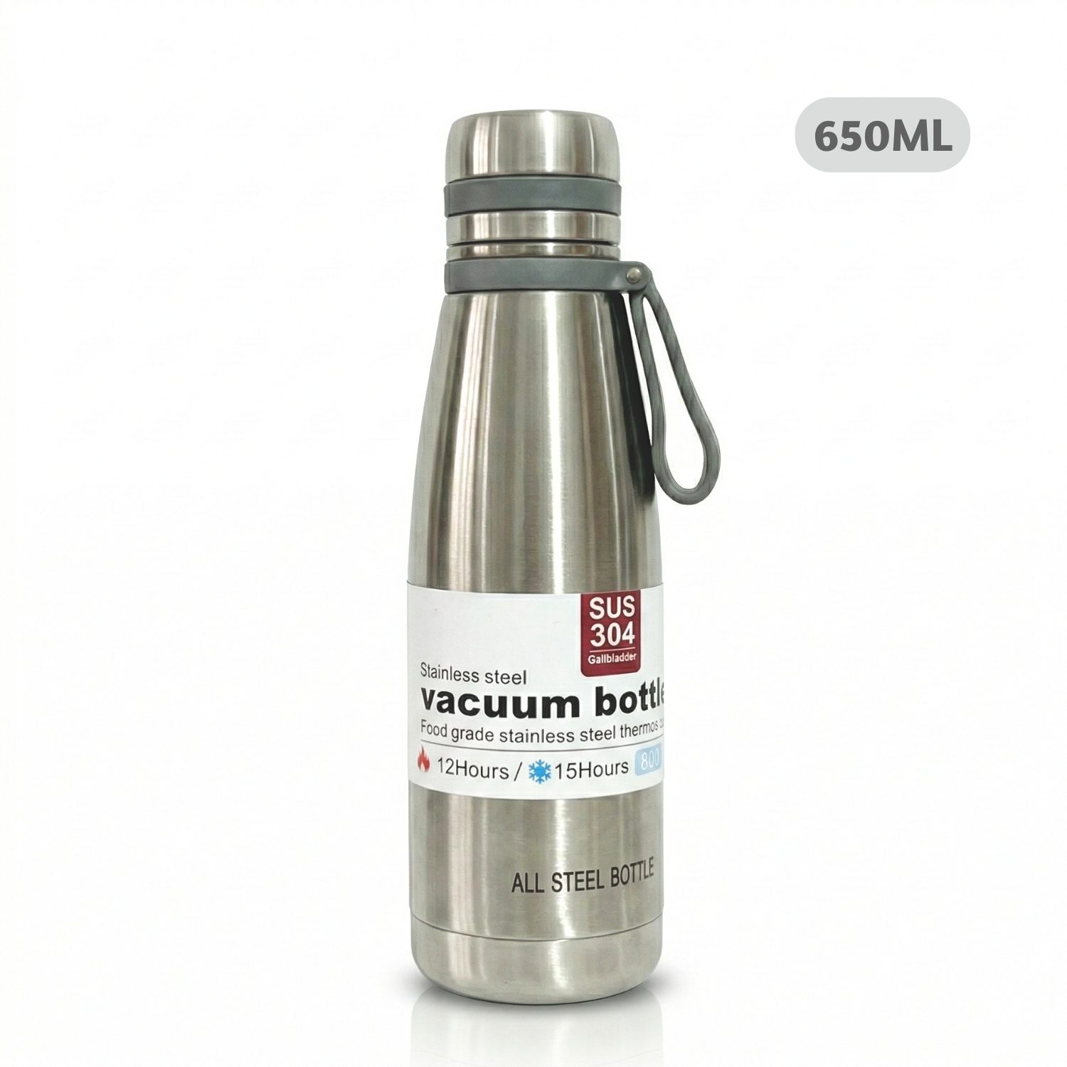 Termo Tomatodo De 650 ML Acero Inoxidable Color Plateado