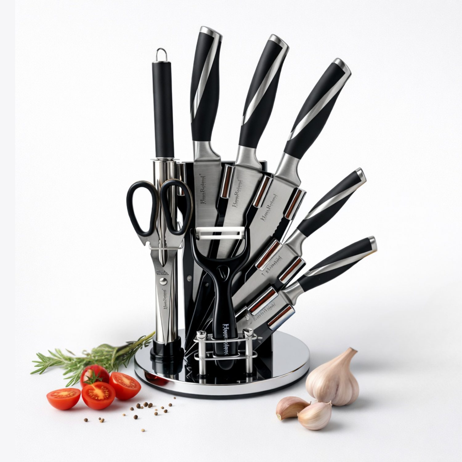 Juego De Cuchillos Haus Roland 9 Pzs Con Base Giratoria