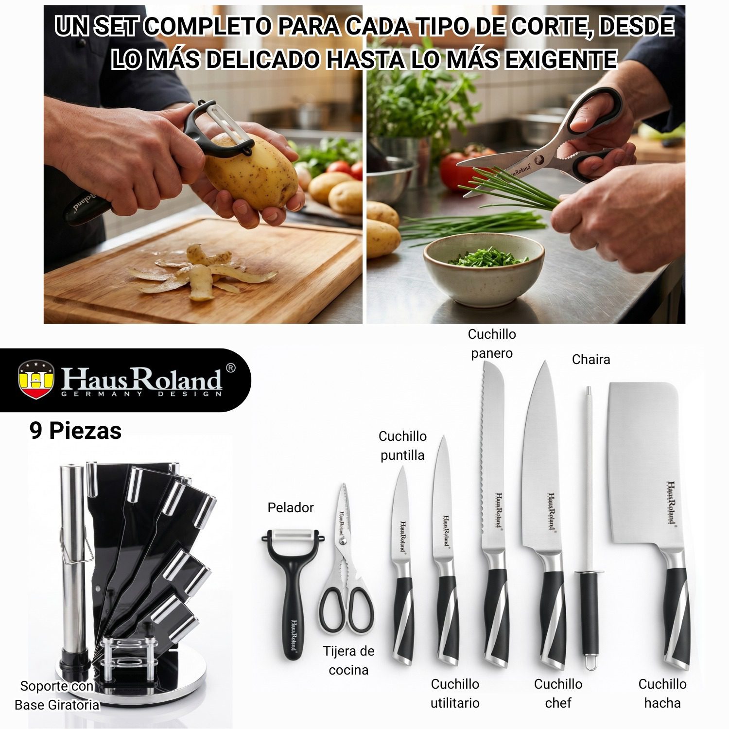 Juego De Cuchillos Haus Roland 9 Pzs Con Base Giratoria - Imagen 3