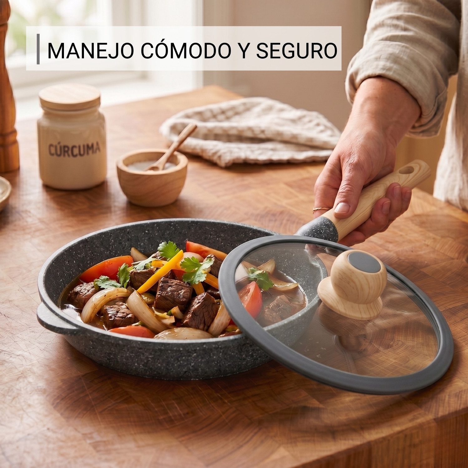 Sartén AlemanGrunf 24cm con Revestimiento Marmolado Gris - Imagen 4