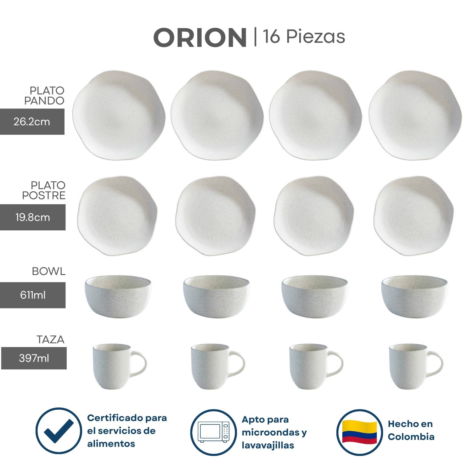 Vajilla Corona Orion 16 Piezas Cerámica Estilo Artesanal - Imagen 4