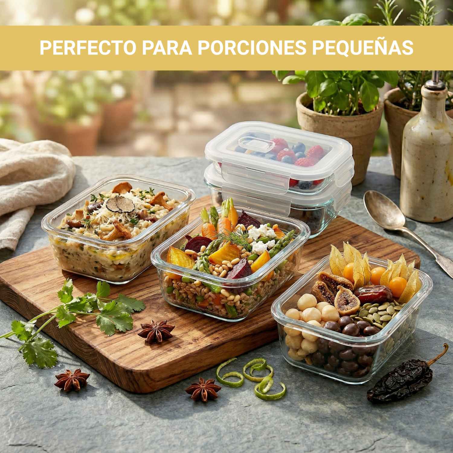 Taper de Vidrio Hermético 700ml Rectangular 3 Pzs Vainilla - Imagen 4