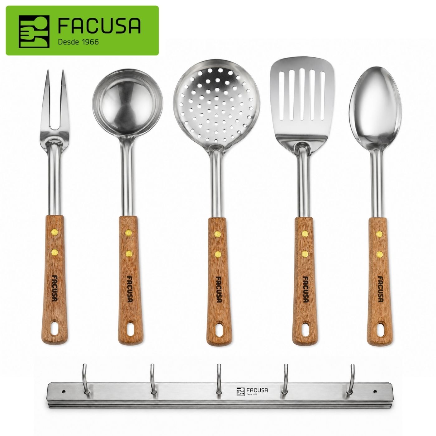 Set de Utensilios de Cocina Facusa – Acero Inox y Mango de Madera