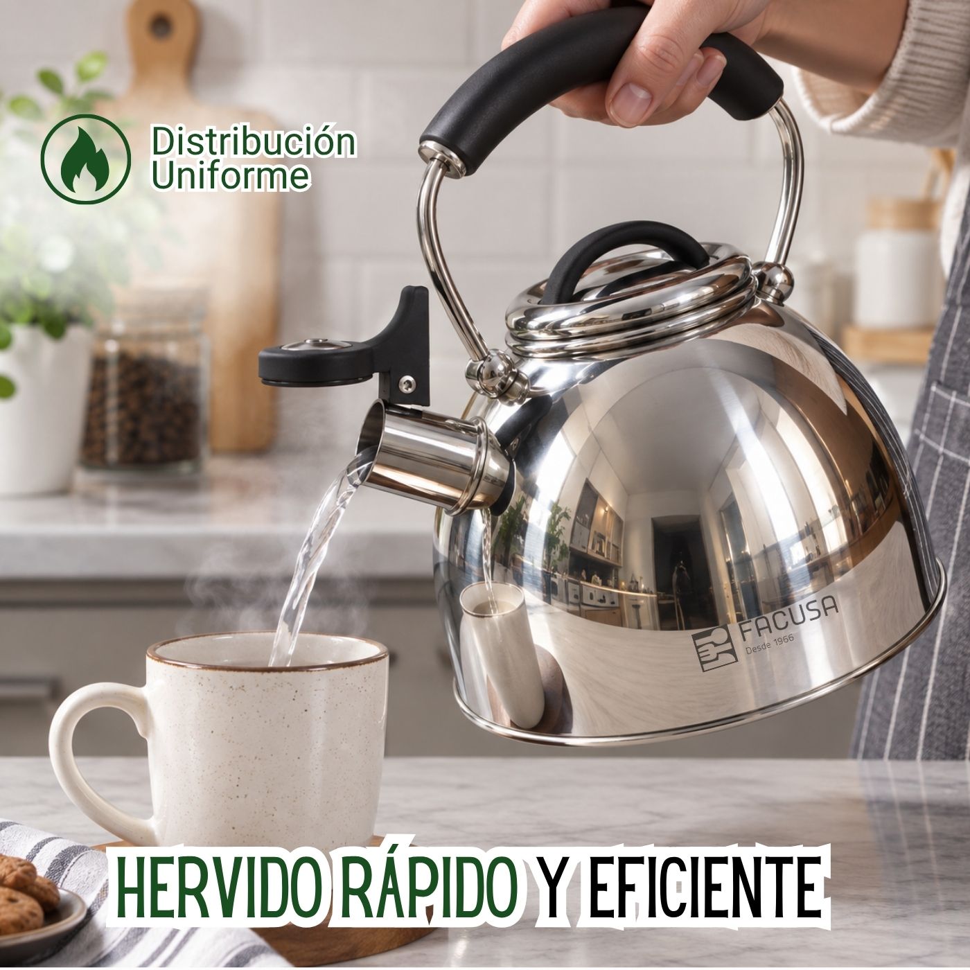 Tetera Facusa Essential 2.5L de Acero con Silbato - Imagen 3