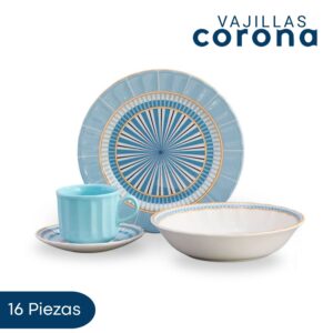 Vajilla Corona Azura 16 piezas para 4 Personas