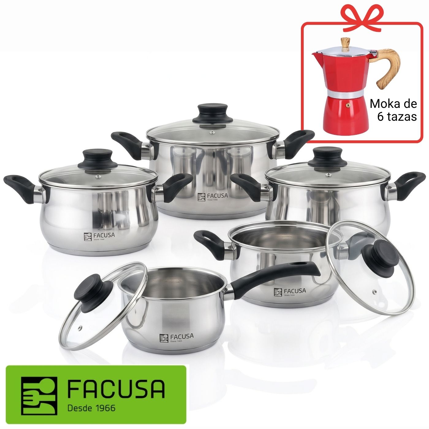 Juego de Ollas Valencia Facusa 10 piezas + Regalo