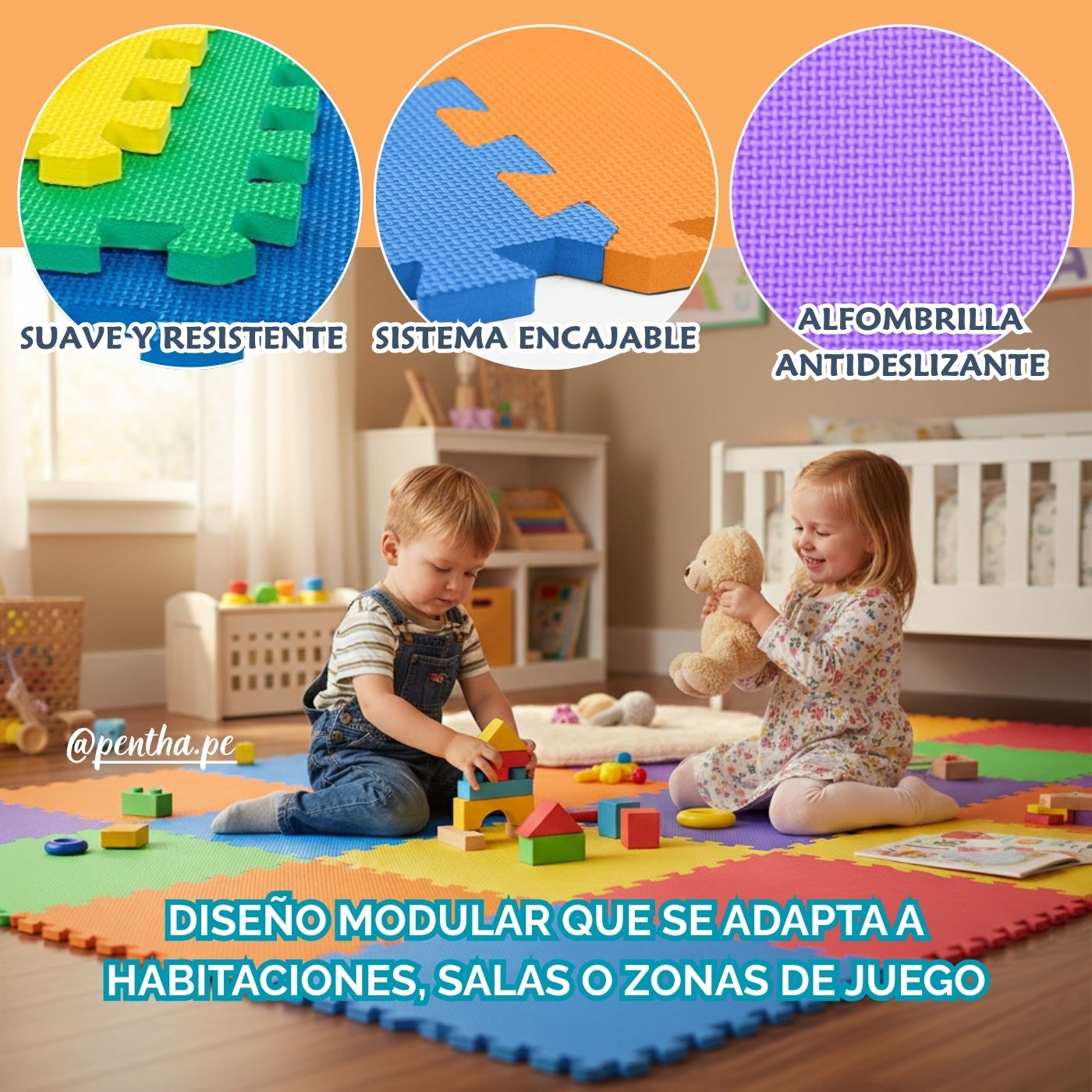Piso de Goma para Niños 59x59x0.8cm Pack 4 Unid - Imagen 2