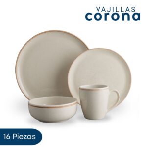 Vajilla Corona 16 piezas Caoba Beige para 4 Personas