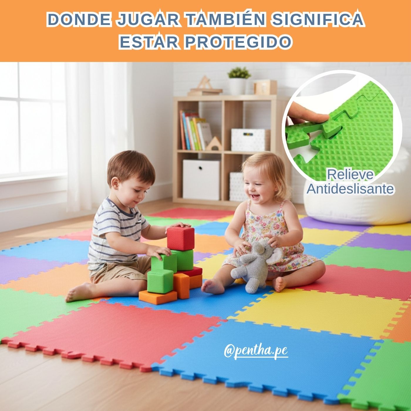 Piso de Goma para Niños 59x59x0.8cm Pack 4 Unid - Imagen 4