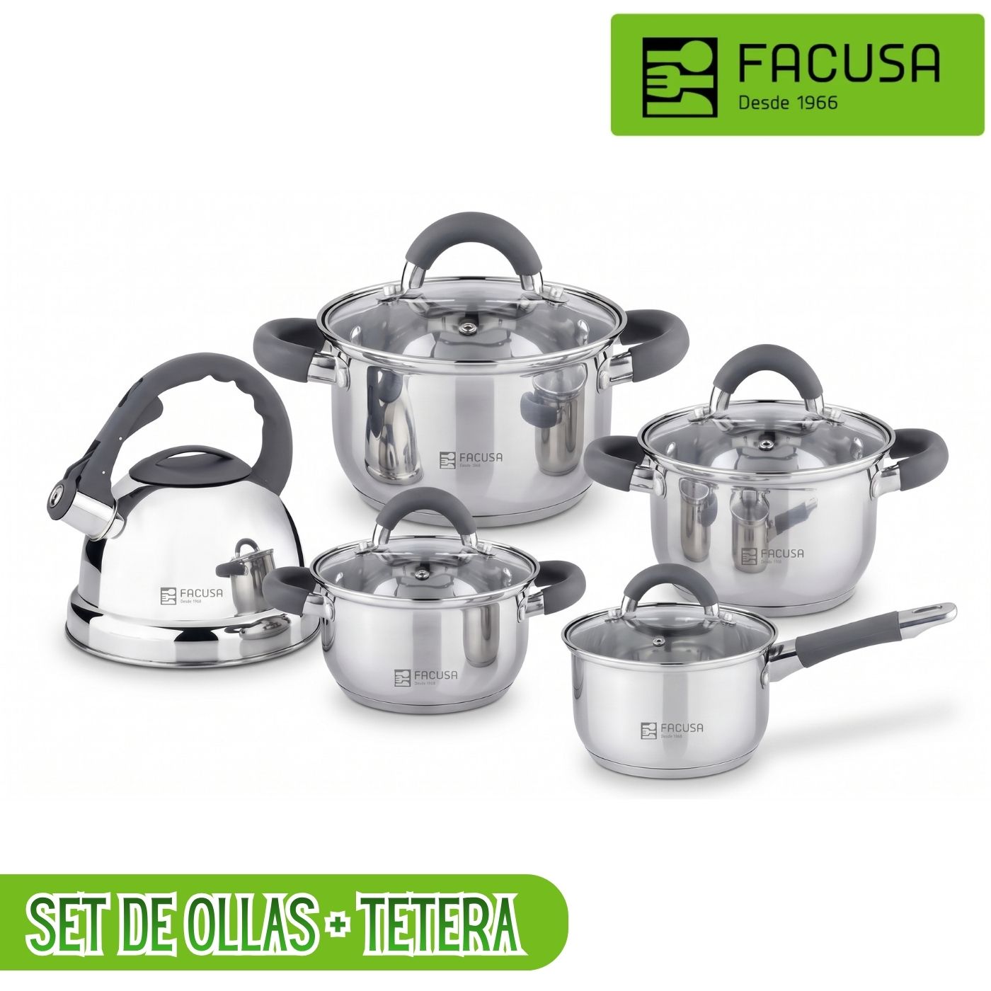 Juego Minerva Facusa 10 piezas de Acero con Tetera