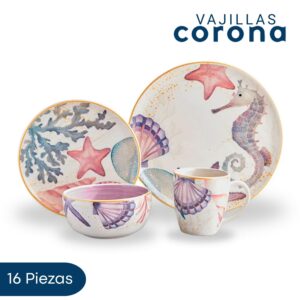 Vajilla Corona Marea Oceano 16 piezas para 4 personas