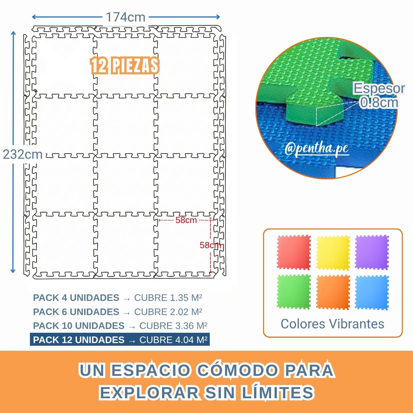 Piso de Goma para Niños 59x59x0.8cm Pack 12 Unid - Imagen 3