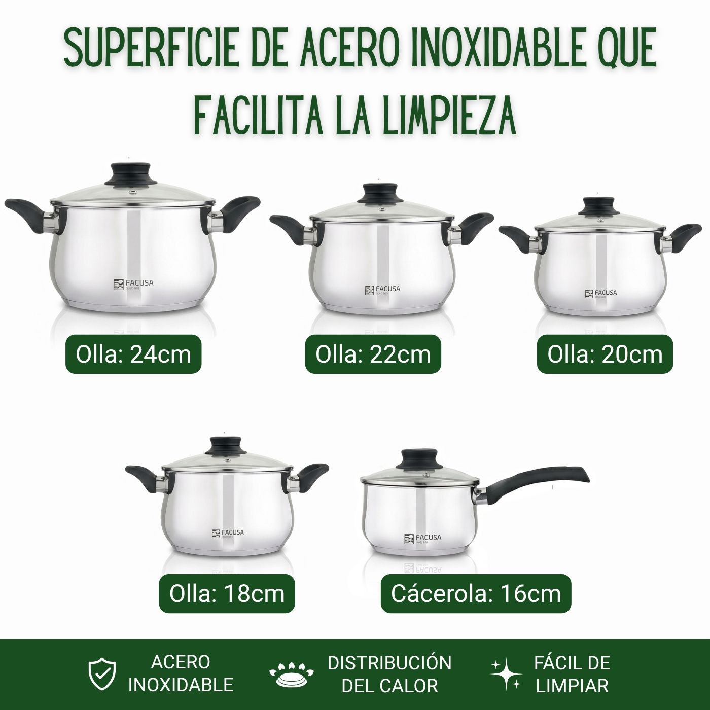 Juego de Ollas Valencia Facusa 10 piezas + Regalo - Imagen 2