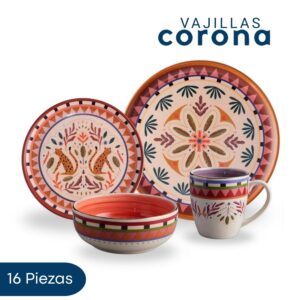 Vajilla Corona Selvática 16 piezas para Cuatro Personas