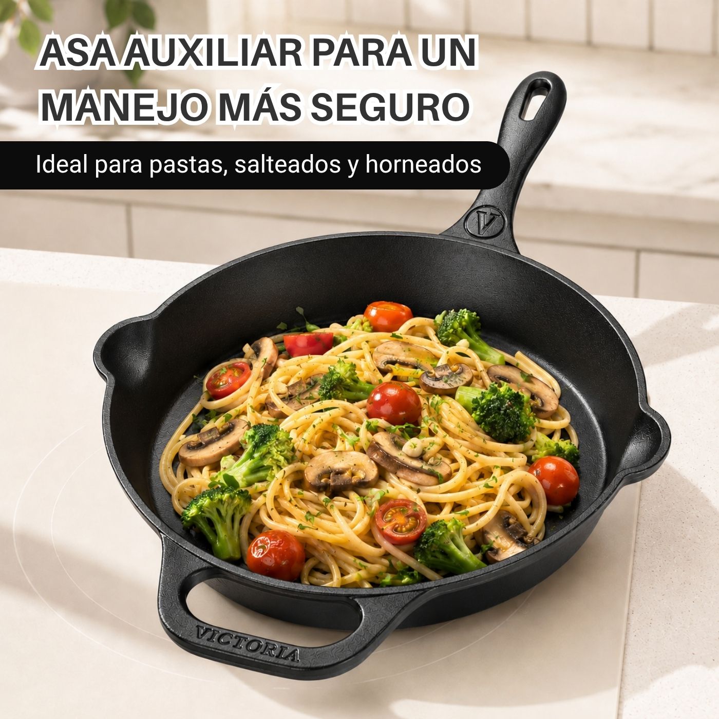 Sartén Victoria Hierro Fundido 25cm Curado para Horno - Imagen 4